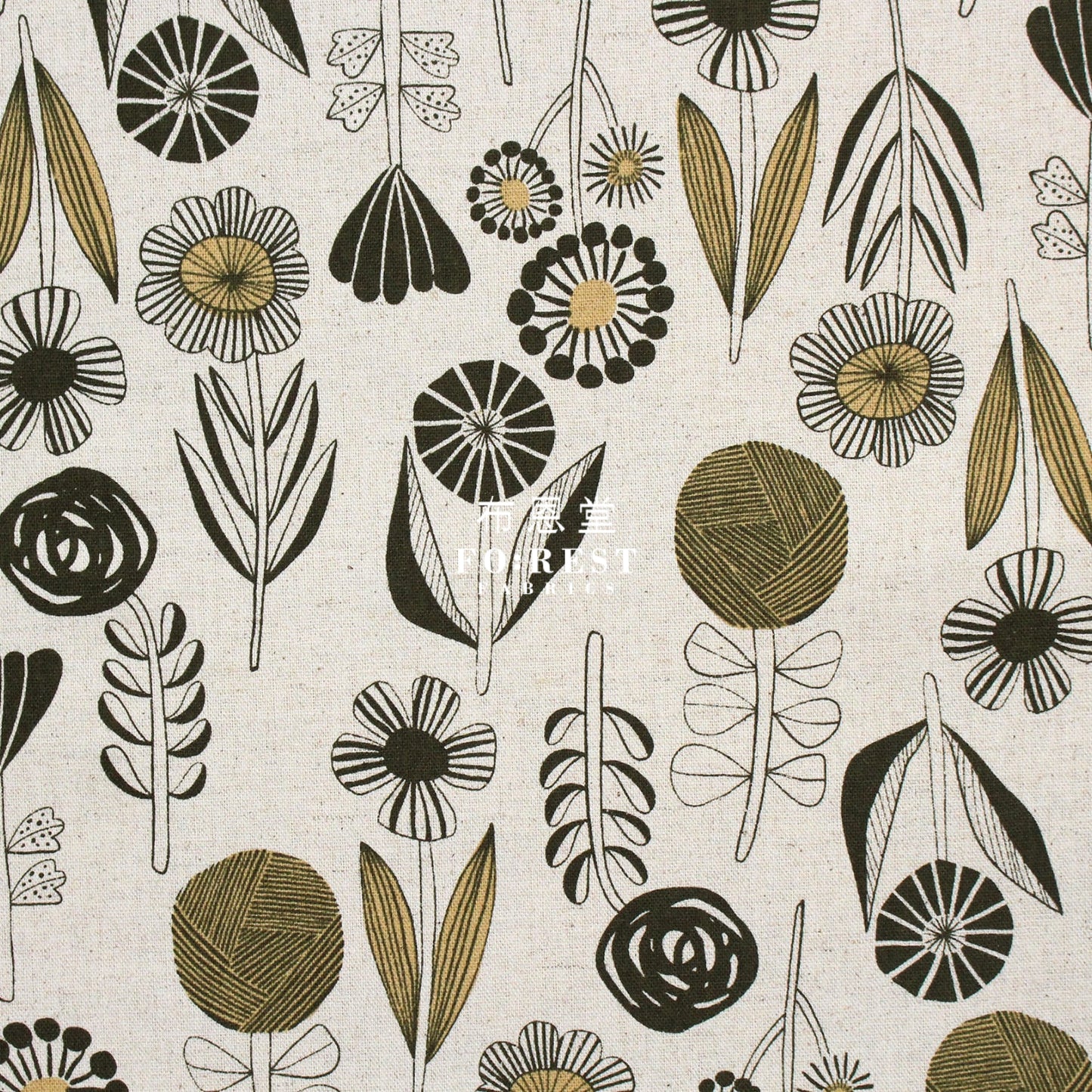 Cotton Linen - Bloom By Bookhou Flower Fabric A Fabric