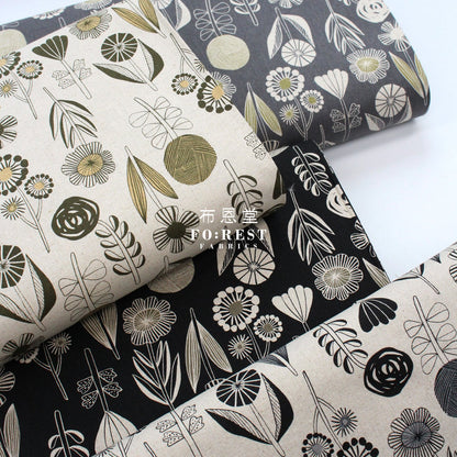 Cotton Linen - Bloom By Bookhou Flower Fabric A Fabric
