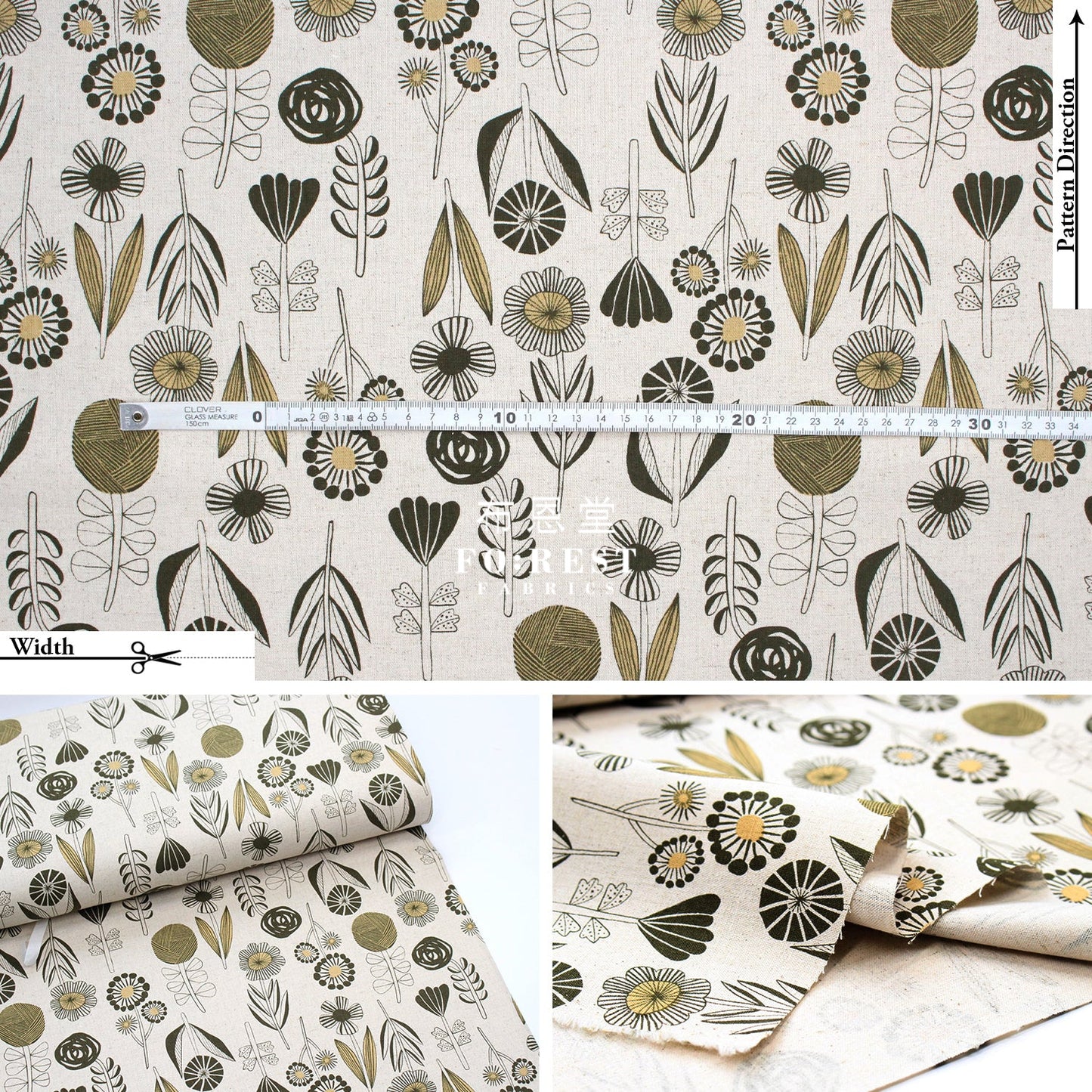Cotton Linen - Bloom By Bookhou Flower Fabric A Fabric