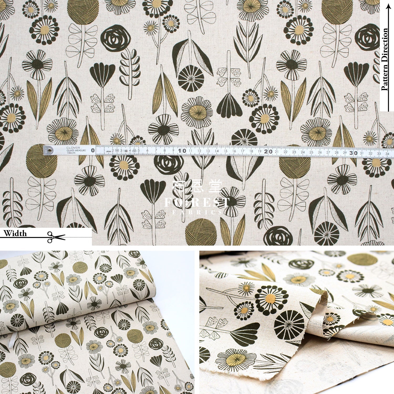 Cotton Linen - Bloom By Bookhou Flower Fabric A Fabric