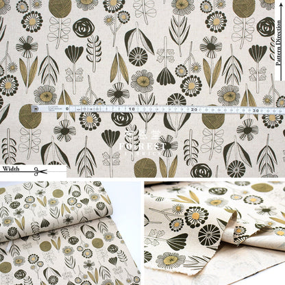Cotton Linen - Bloom By Bookhou Flower Fabric A Fabric