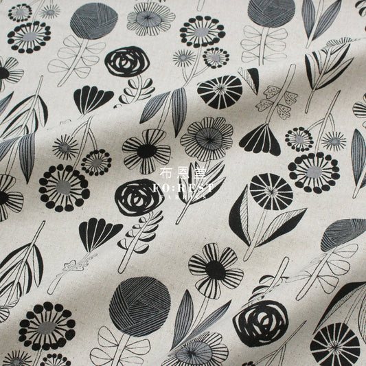 Cotton Linen - Bloom By Bookhou Flower Fabric B Fabric