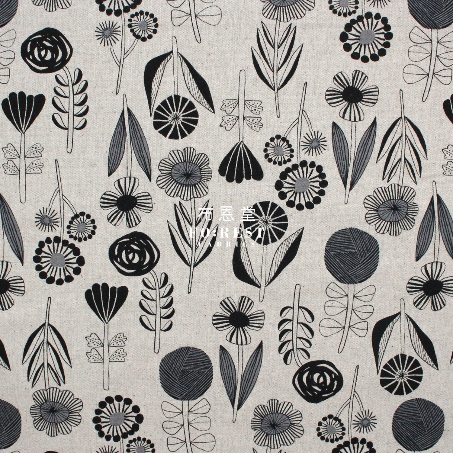 Cotton Linen - Bloom By Bookhou Flower Fabric B Fabric