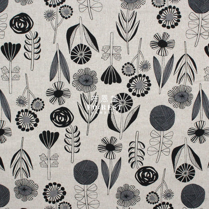 Cotton Linen - Bloom By Bookhou Flower Fabric B Fabric
