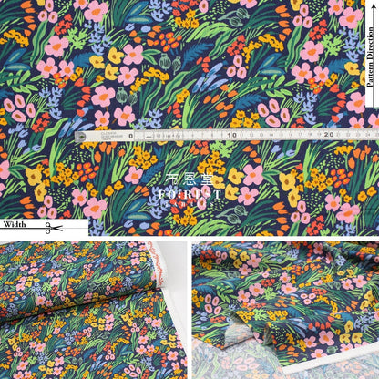 cotton Linen Canvas - Bramble Lea - Navy fabric - FO:REST Fabric 布恩堂Liberty fabrictana lawnjapanese fabricykk zipper