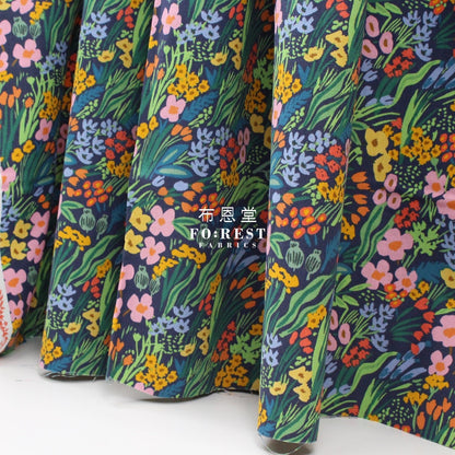 cotton Linen Canvas - Bramble Lea - Navy fabric - FO:REST Fabric 布恩堂Liberty fabrictana lawnjapanese fabricykk zipper