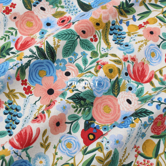 cotton Linen Canvas - Garden Party Juliet Rose fabric Blue - FO:REST Fabric 布恩堂Liberty fabrictana lawnjapanese fabricykk zipper