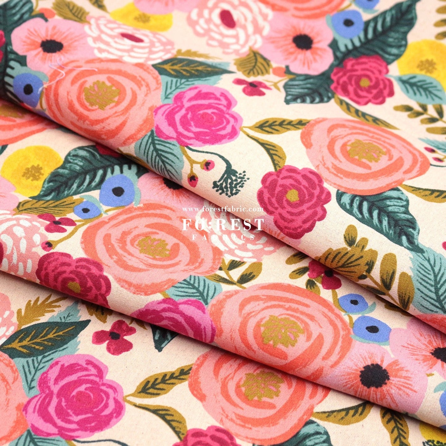 cotton Linen Canvas - Garden Party Juliet Rose fabric Pink - FO:REST Fabric 布恩堂Liberty fabrictana lawnjapanese fabricykk zipper