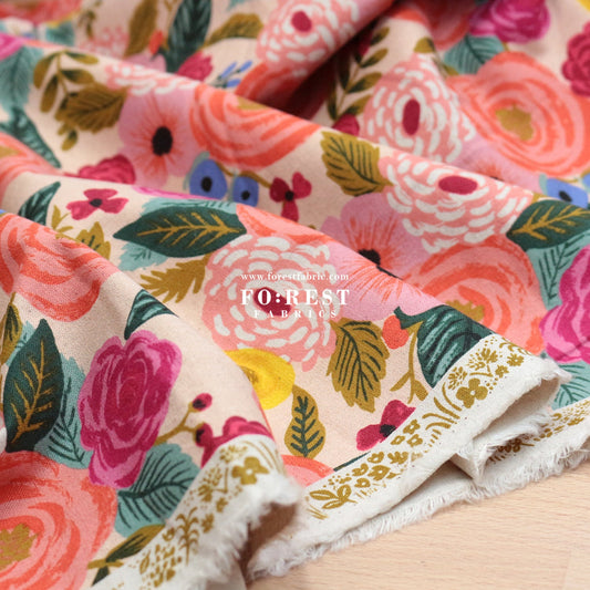 cotton Linen Canvas - Garden Party Juliet Rose fabric Pink - FO:REST Fabric 布恩堂Liberty fabrictana lawnjapanese fabricykk zipper