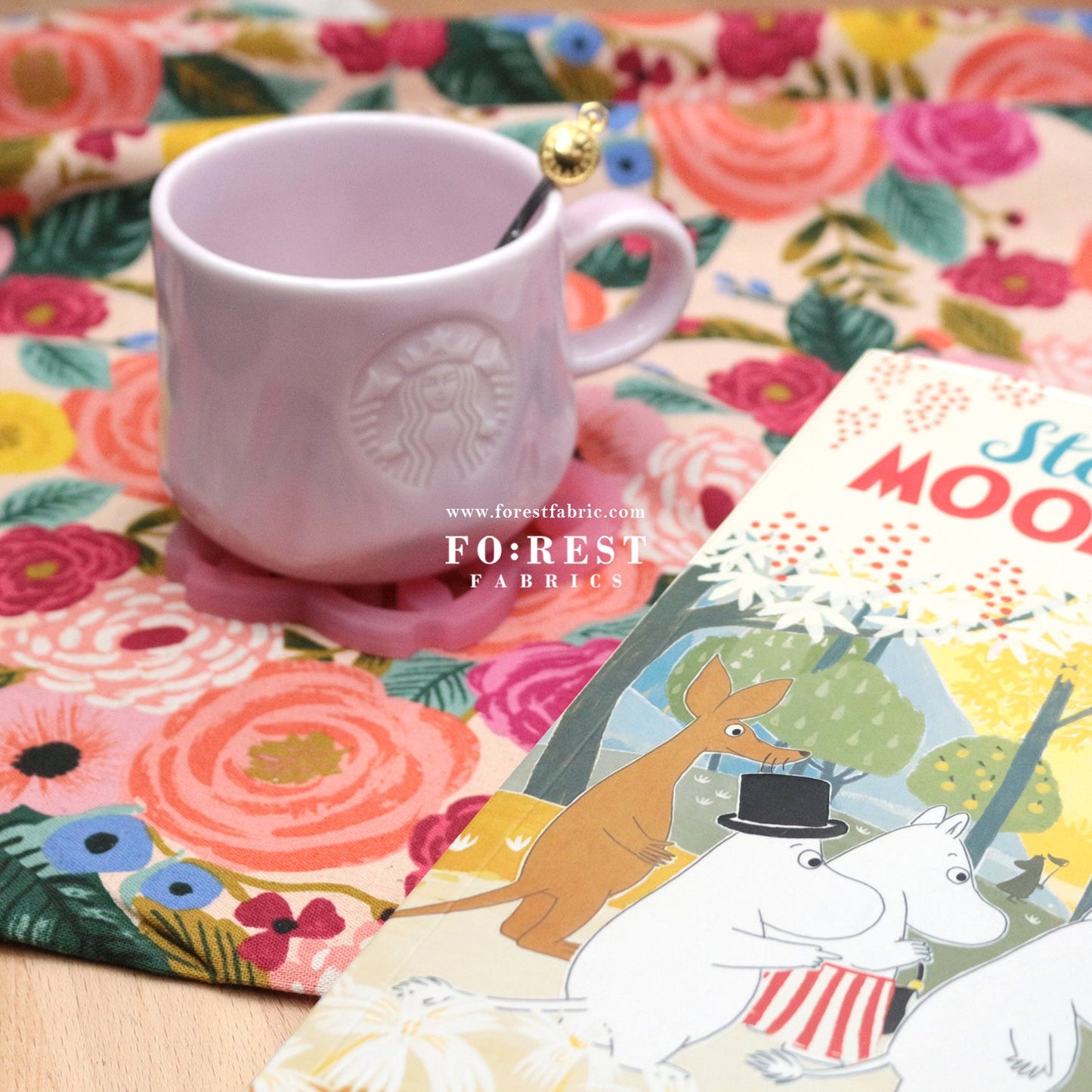 cotton Linen Canvas - Garden Party Juliet Rose fabric Pink - FO:REST Fabric 布恩堂Liberty fabrictana lawnjapanese fabricykk zipper