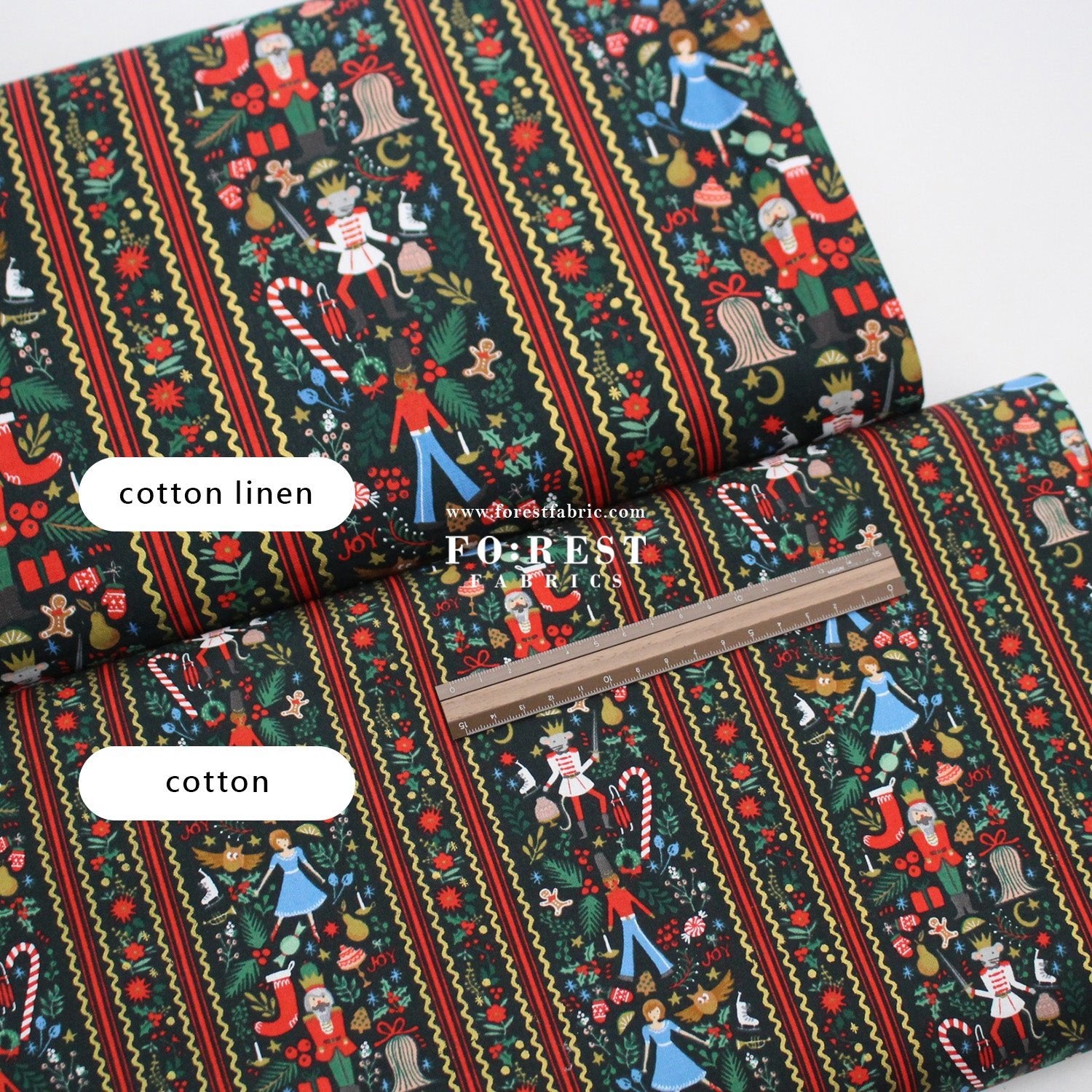 cotton Linen Canvas - Holly Jolly Nutcracker fabric - FO:REST Fabric 布恩堂Liberty fabrictana lawnjapanese fabricykk zipper