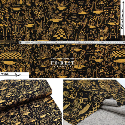 cotton Linen Canvas - Magic Forest fabric Black - FO:REST Fabric 布恩堂Liberty fabrictana lawnjapanese fabricykk zipper