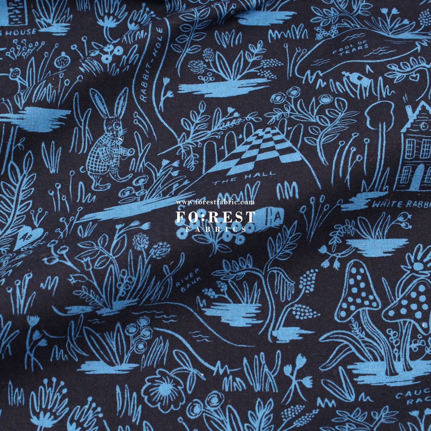 cotton Linen Canvas - Magic Forest fabric Blue - FO:REST Fabric 布恩堂Liberty fabrictana lawnjapanese fabricykk zipper