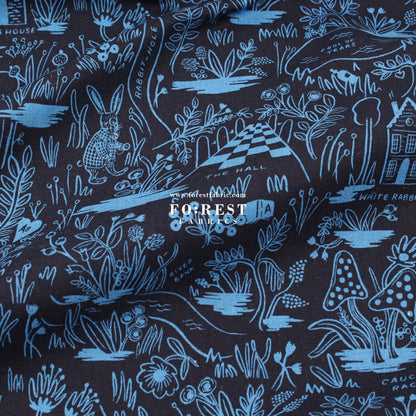 cotton Linen Canvas - Magic Forest fabric Blue - FO:REST Fabric 布恩堂Liberty fabrictana lawnjapanese fabricykk zipper