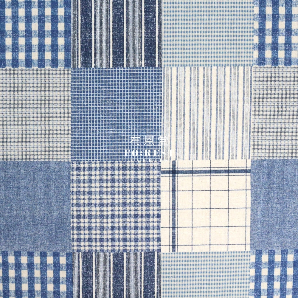Cotton Linen - Cotte Patchwork Fabric Navy