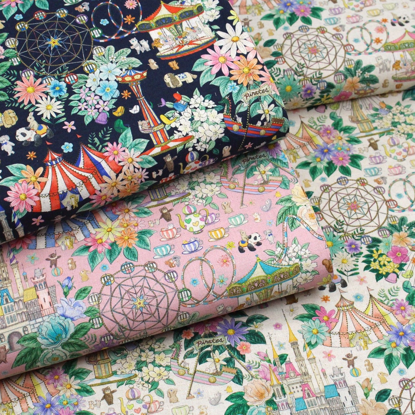 cotton linen - Decoration Park fabric B - FO:REST Fabric 布恩堂Liberty fabrictana lawnjapanese fabricykk zipper