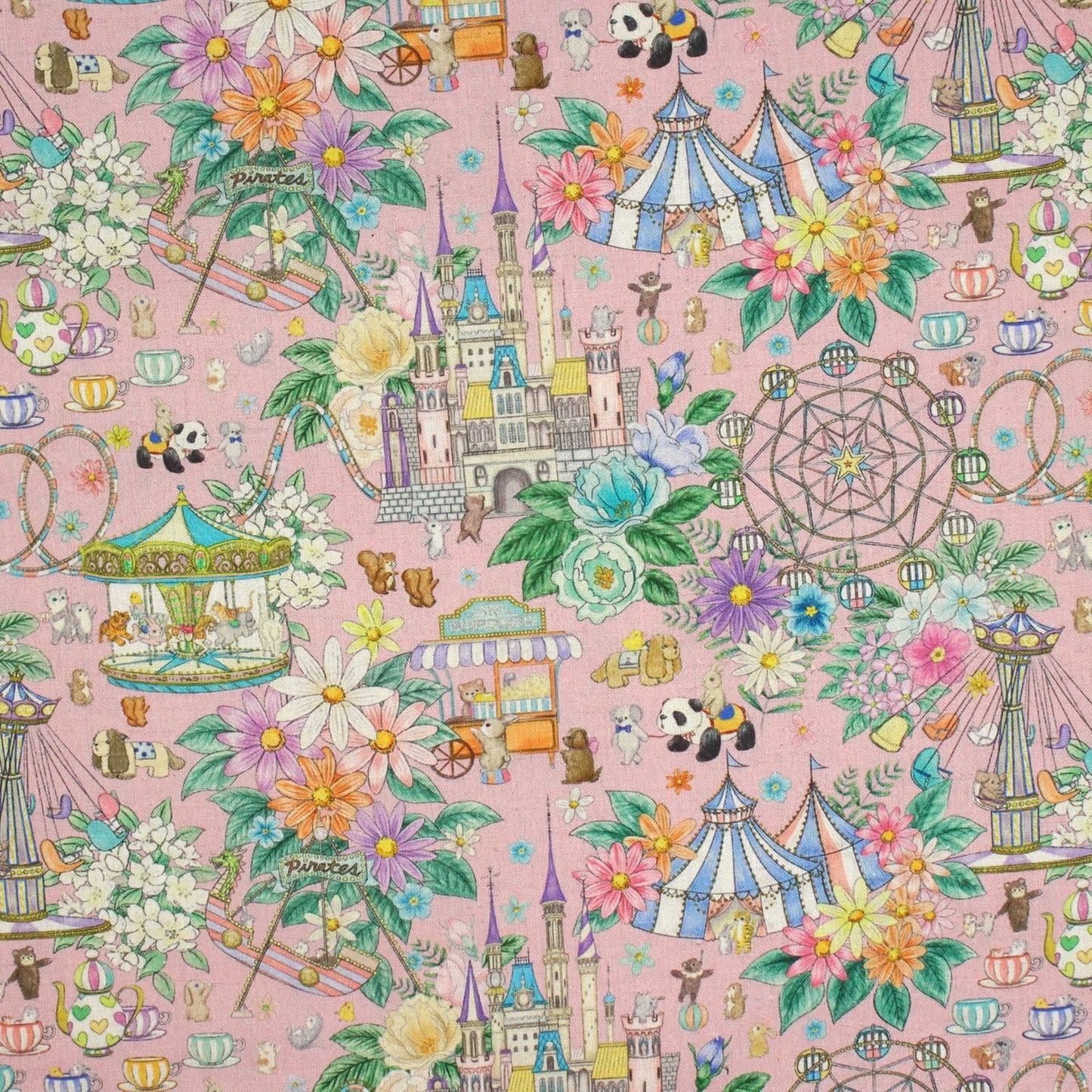 cotton linen - Decoration Park fabric B - FO:REST Fabric 布恩堂Liberty fabrictana lawnjapanese fabricykk zipper