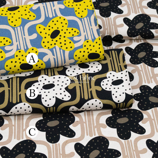cotton linen - Dotted Petals Bloom fabric - FO:REST Fabric 布恩堂Liberty fabrictana lawnjapanese fabricykk zipper