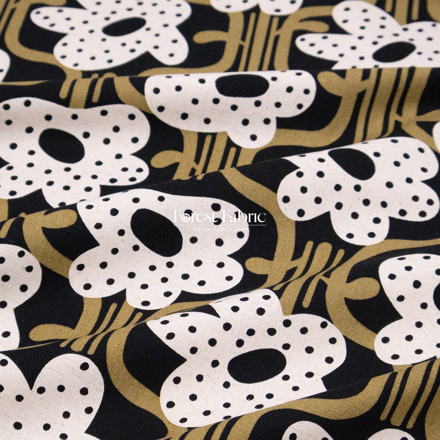 cotton linen - Dotted Petals Bloom fabric - FO:REST Fabric 布恩堂Liberty fabrictana lawnjapanese fabricykk zipper