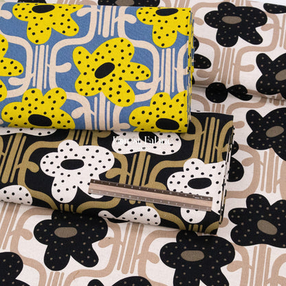 cotton linen - Dotted Petals Bloom fabric - FO:REST Fabric 布恩堂Liberty fabrictana lawnjapanese fabricykk zipper