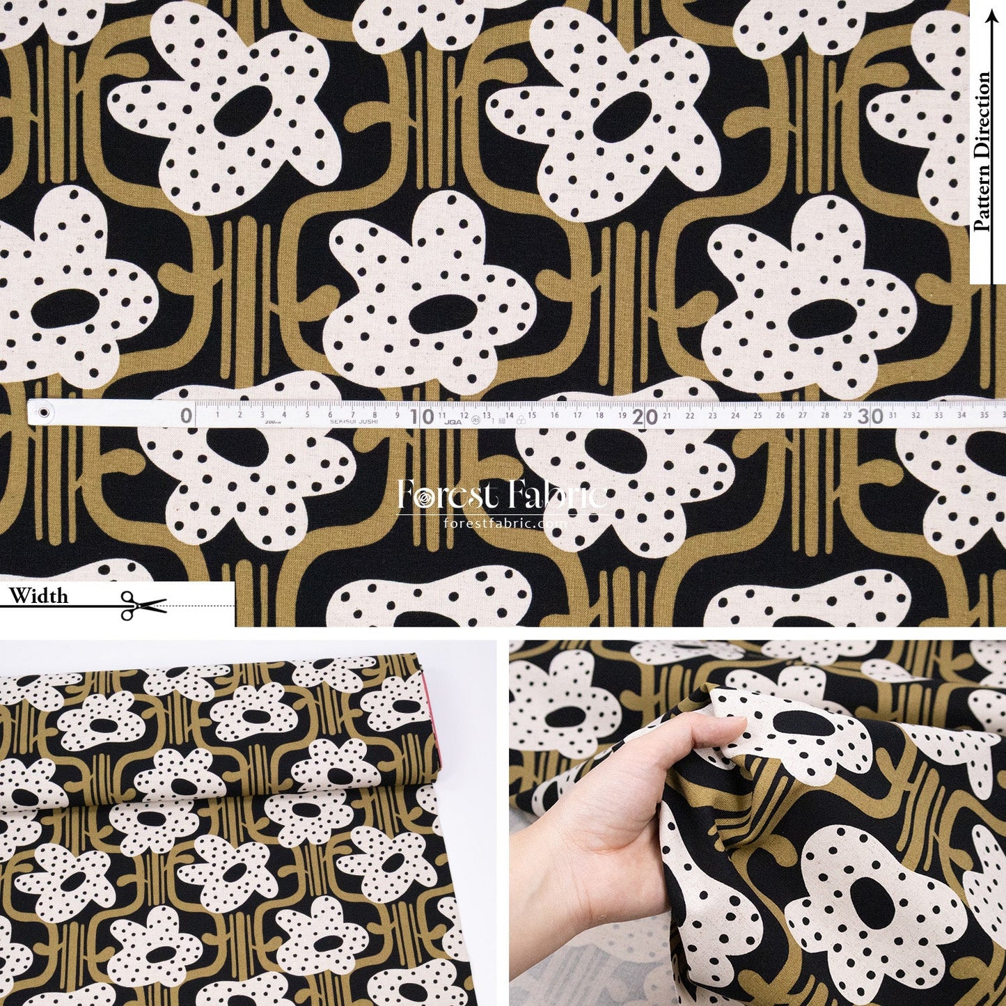 cotton linen - Dotted Petals Bloom fabric - FO:REST Fabric 布恩堂Liberty fabrictana lawnjapanese fabricykk zipper