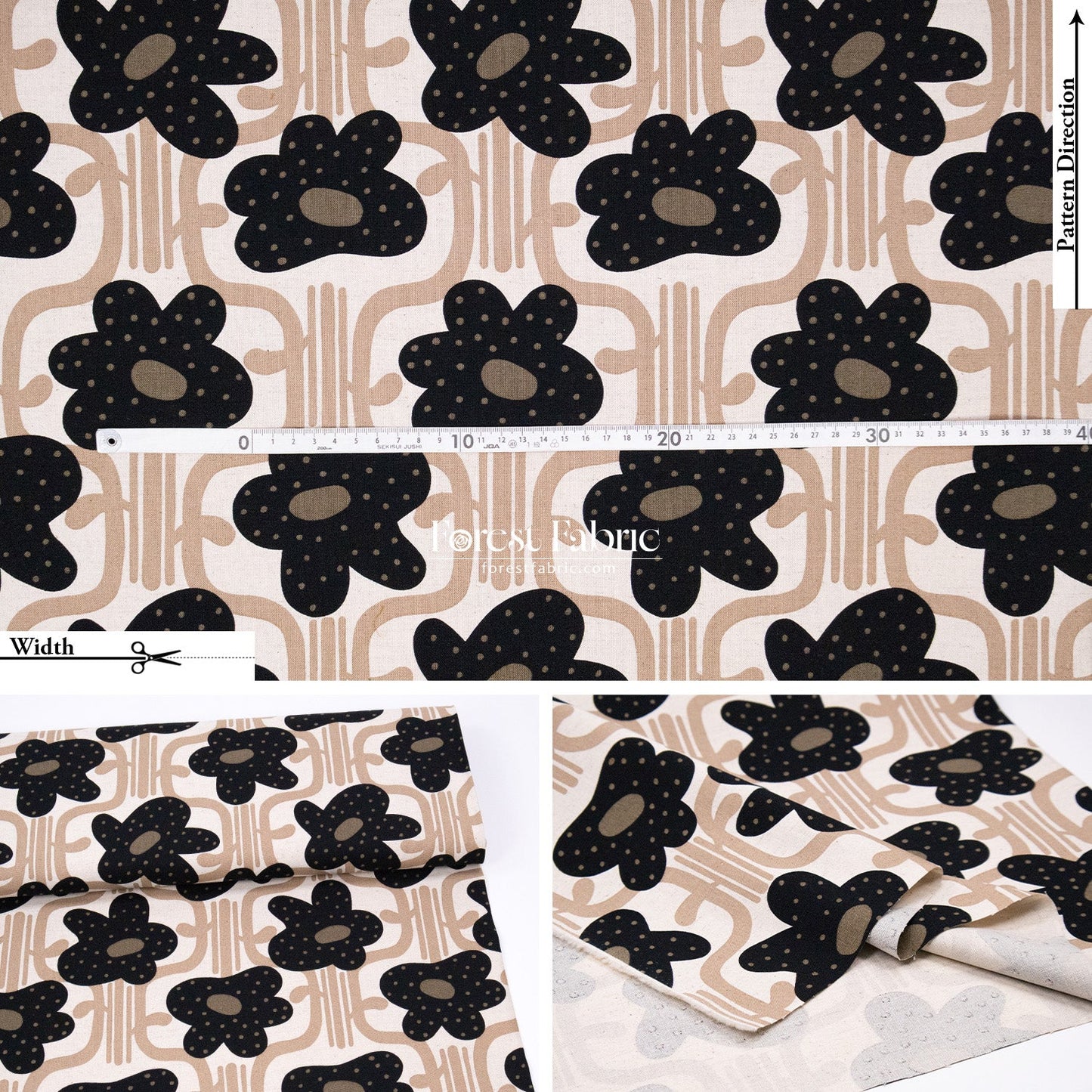 cotton linen - Dotted Petals Bloom fabric - FO:REST Fabric 布恩堂Liberty fabrictana lawnjapanese fabricykk zipper
