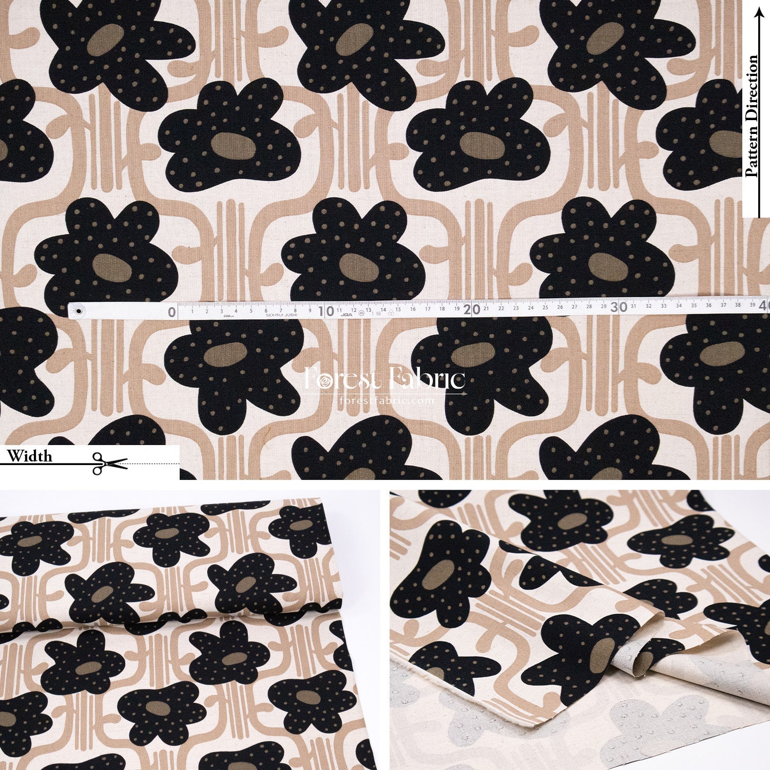 cotton linen - Dotted Petals Bloom fabric - FO:REST Fabric 布恩堂Liberty fabrictana lawnjapanese fabricykk zipper