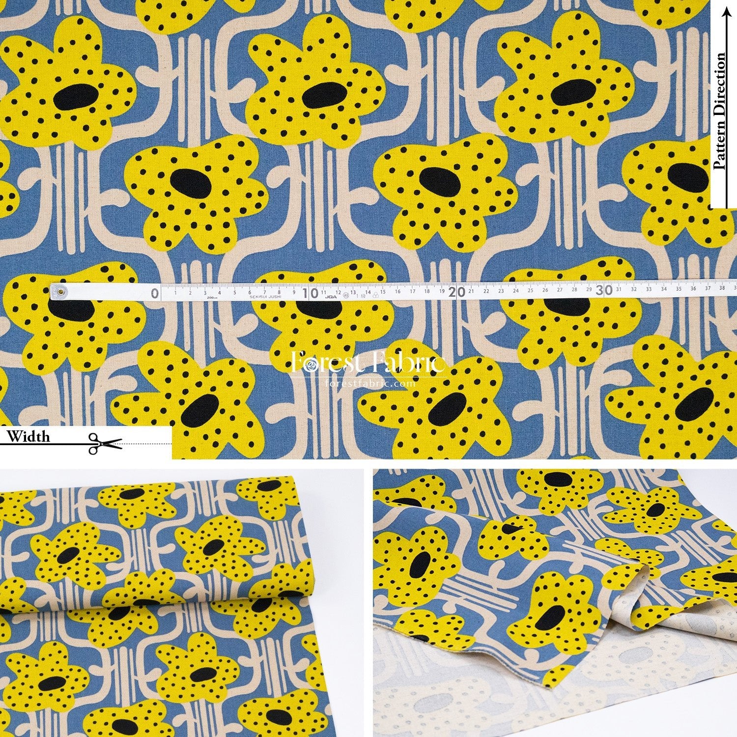 cotton linen - Dotted Petals Bloom fabric - FO:REST Fabric 布恩堂Liberty fabrictana lawnjapanese fabricykk zipper