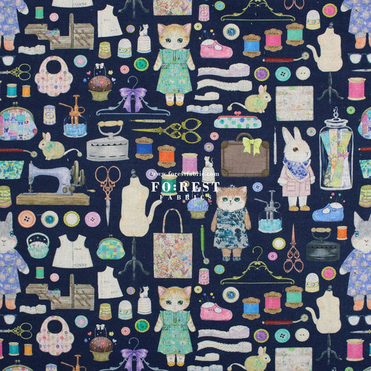 cotton linen - Dressmaker fabric Navy - FO:REST Fabric 布恩堂Liberty fabrictana lawnjapanese fabricykk zipper
