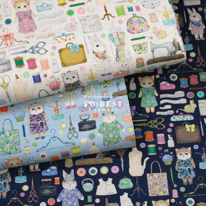 cotton linen - Dressmaker fabric Navy - FO:REST Fabric 布恩堂Liberty fabrictana lawnjapanese fabricykk zipper