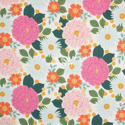 Cotton Linen - Floral Daydream Pink Fabric Canvas