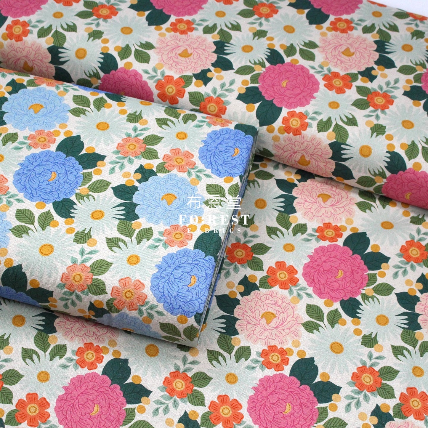 Cotton Linen - Floral Daydream - Pink fabric - FO:REST Fabric 布恩堂Liberty fabrictana lawnjapanese fabricykk zipper