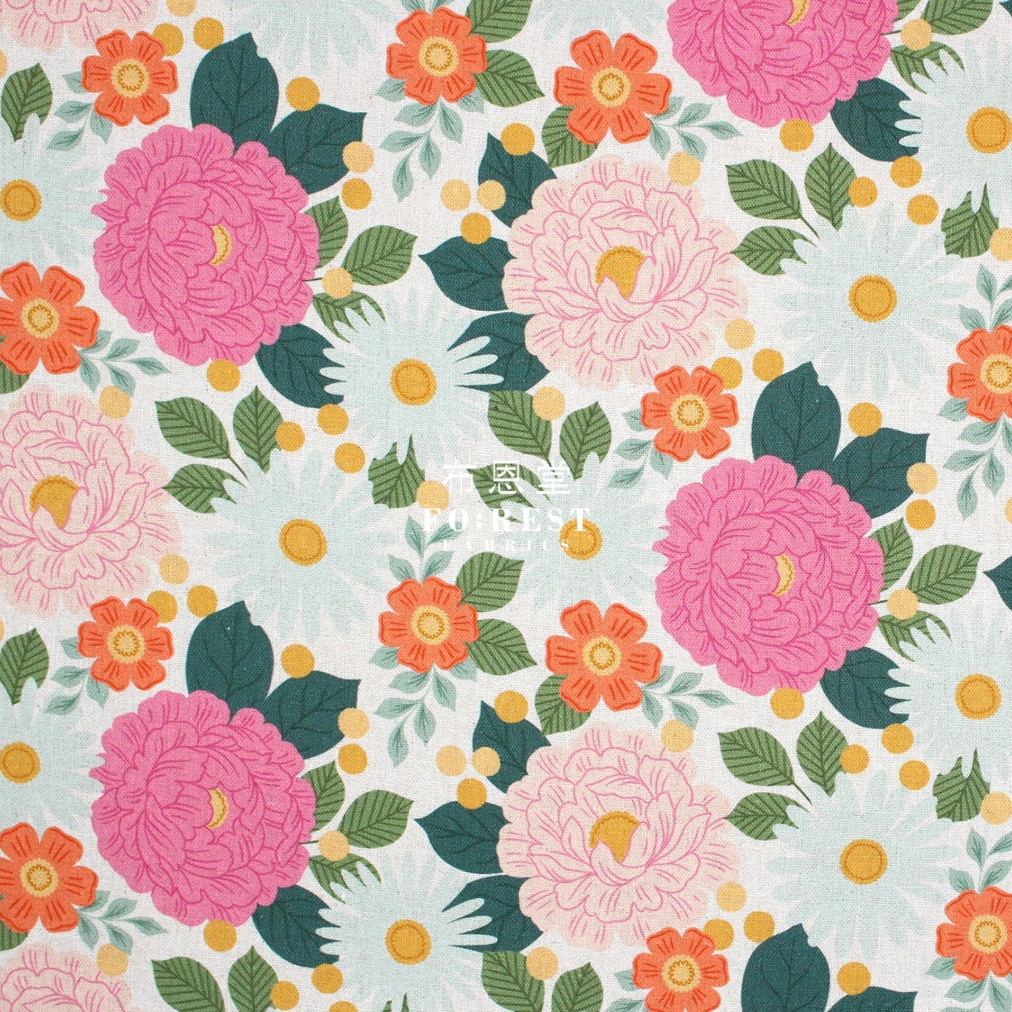 Cotton Linen - Floral Daydream - Pink fabric - FO:REST Fabric 布恩堂Liberty fabrictana lawnjapanese fabricykk zipper