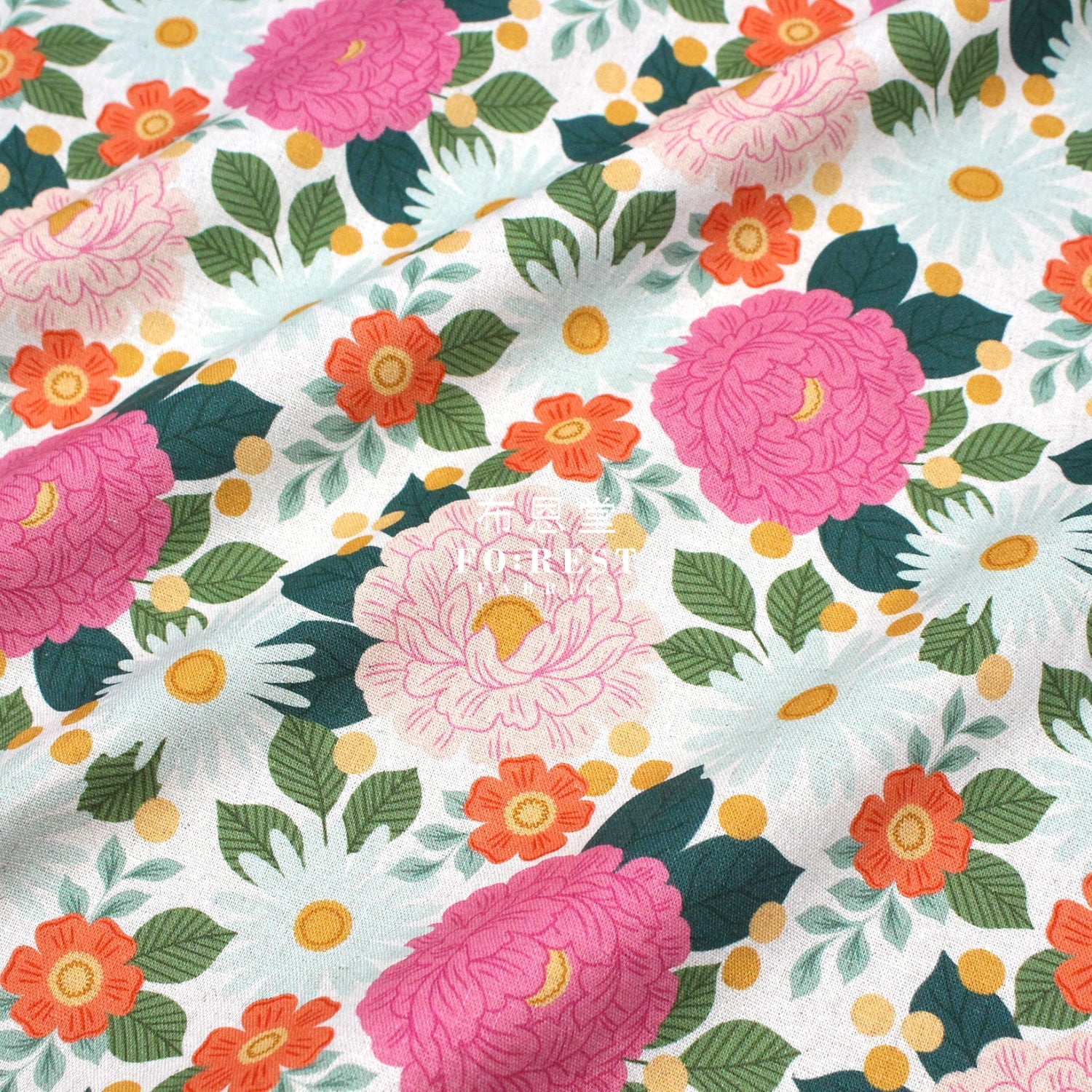 Cotton Linen - Floral Daydream - Pink fabric - FO:REST Fabric 布恩堂Liberty fabrictana lawnjapanese fabricykk zipper