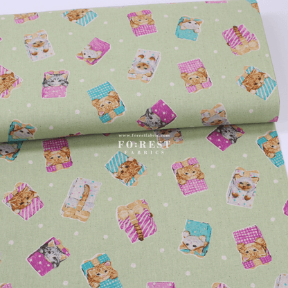 cotton linen - hello from present fabric Green - FO:REST Fabric 布恩堂Liberty fabrictana lawnjapanese fabricykk zipper