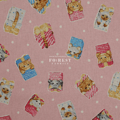 cotton linen - hello from present fabric Pink - FO:REST Fabric 布恩堂Liberty fabrictana lawnjapanese fabricykk zipper