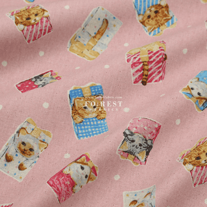 cotton linen - hello from present fabric Pink - FO:REST Fabric 布恩堂Liberty fabrictana lawnjapanese fabricykk zipper
