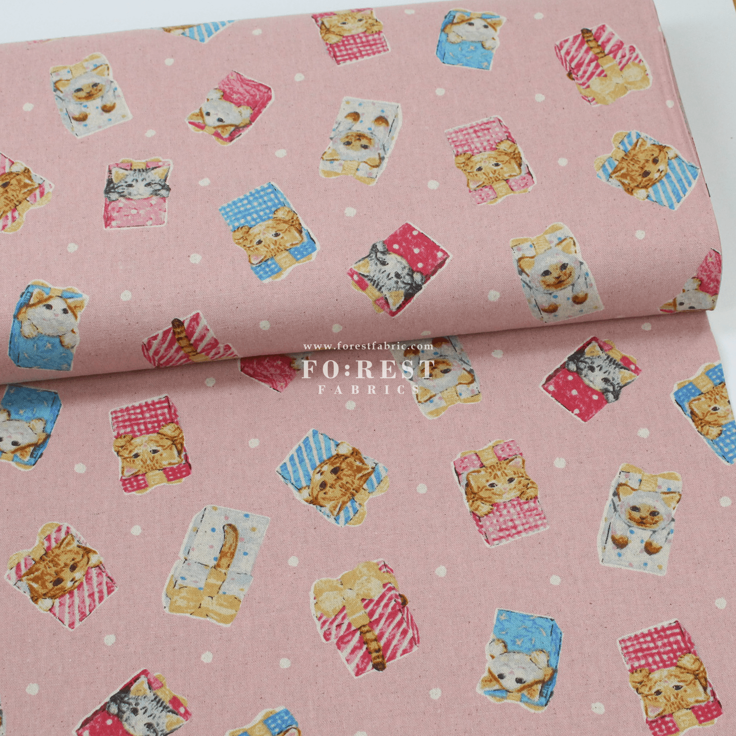 cotton linen - hello from present fabric Pink - FO:REST Fabric 布恩堂Liberty fabrictana lawnjapanese fabricykk zipper