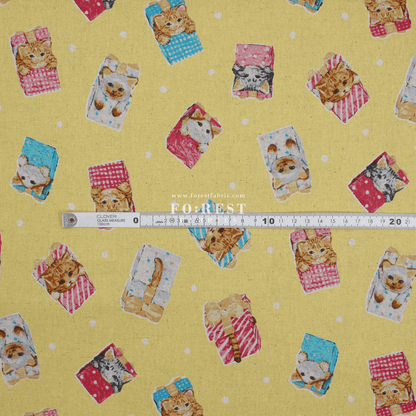 cotton linen - hello from present fabric Yellow - FO:REST Fabric 布恩堂Liberty fabrictana lawnjapanese fabricykk zipper