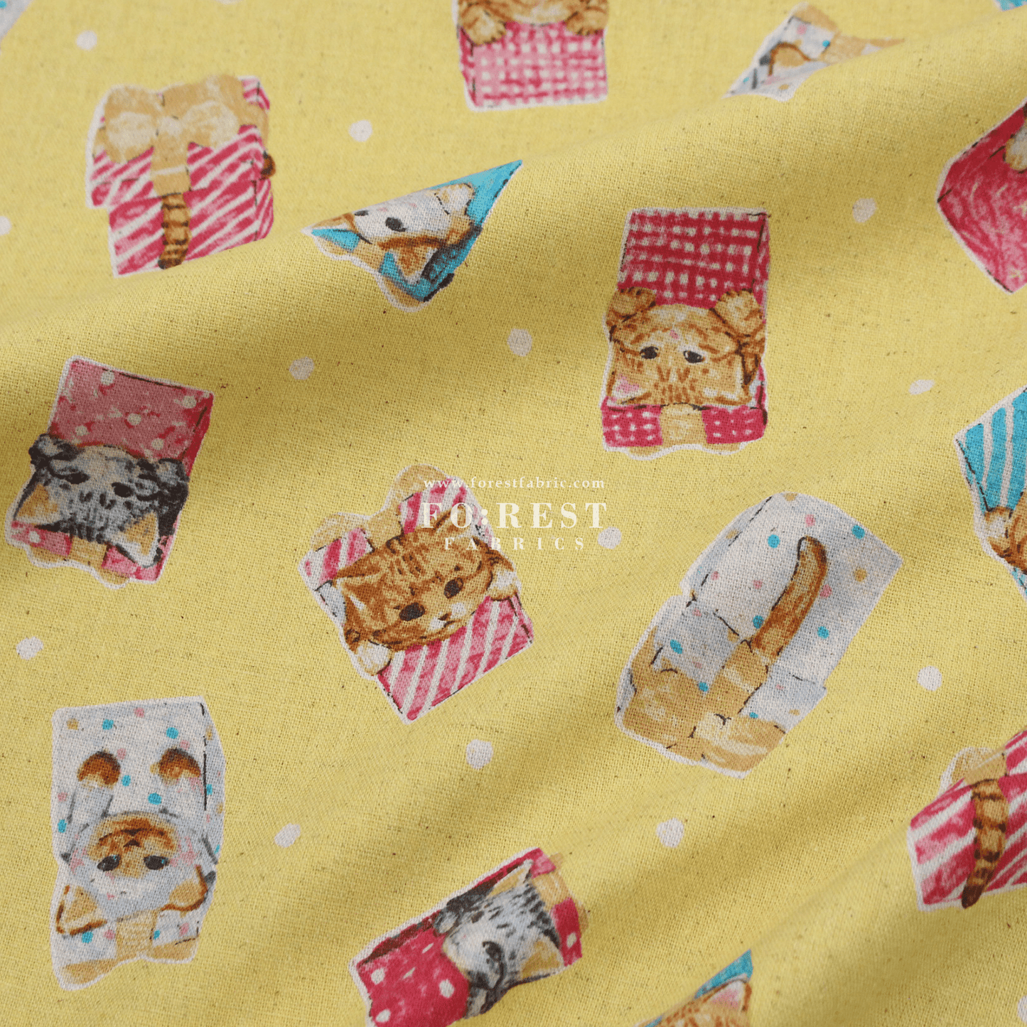 cotton linen - hello from present fabric Yellow - FO:REST Fabric 布恩堂Liberty fabrictana lawnjapanese fabricykk zipper