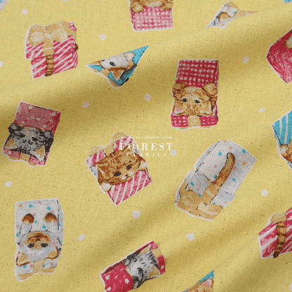 cotton linen - hello from present fabric Yellow - FO:REST Fabric 布恩堂Liberty fabrictana lawnjapanese fabricykk zipper