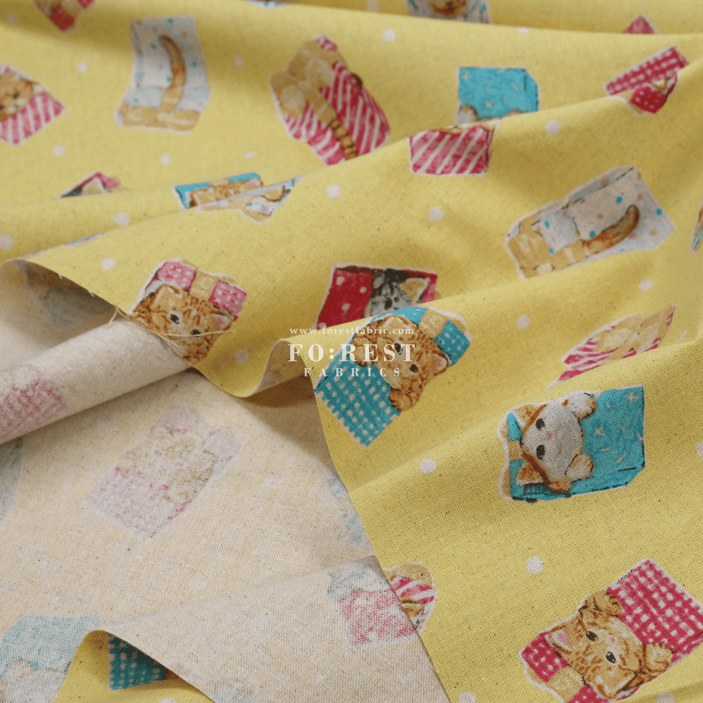 cotton linen - hello from present fabric Yellow - FO:REST Fabric 布恩堂Liberty fabrictana lawnjapanese fabricykk zipper