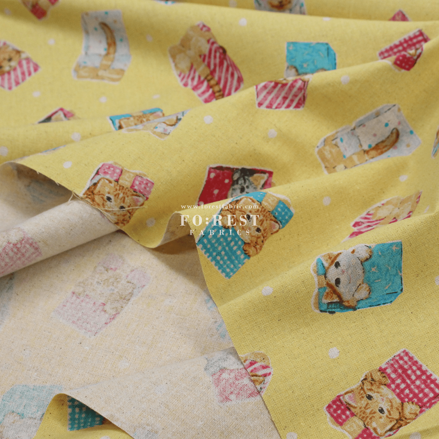 cotton linen - hello from present fabric Yellow - FO:REST Fabric 布恩堂Liberty fabrictana lawnjapanese fabricykk zipper