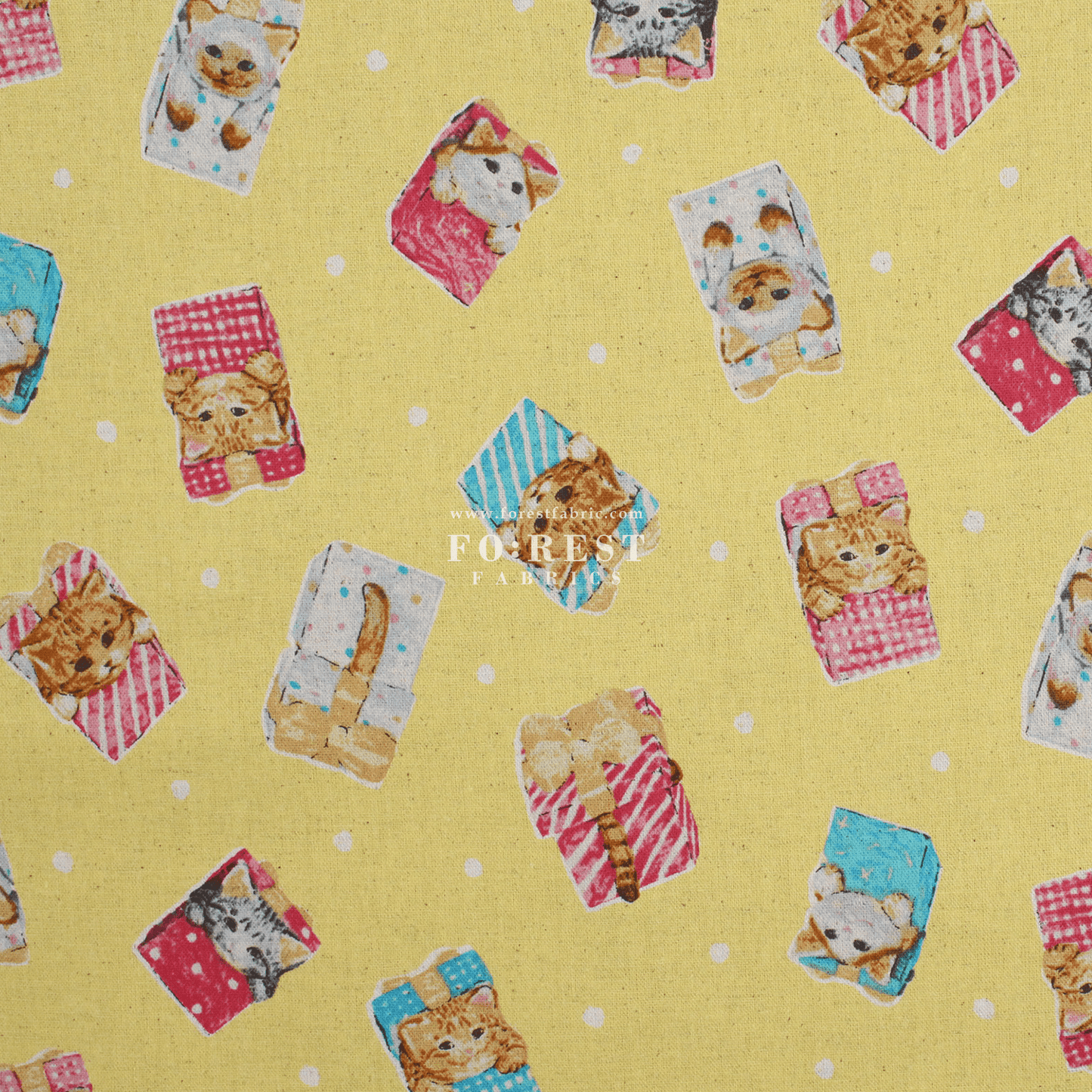 cotton linen - hello from present fabric Yellow - FO:REST Fabric 布恩堂Liberty fabrictana lawnjapanese fabricykk zipper