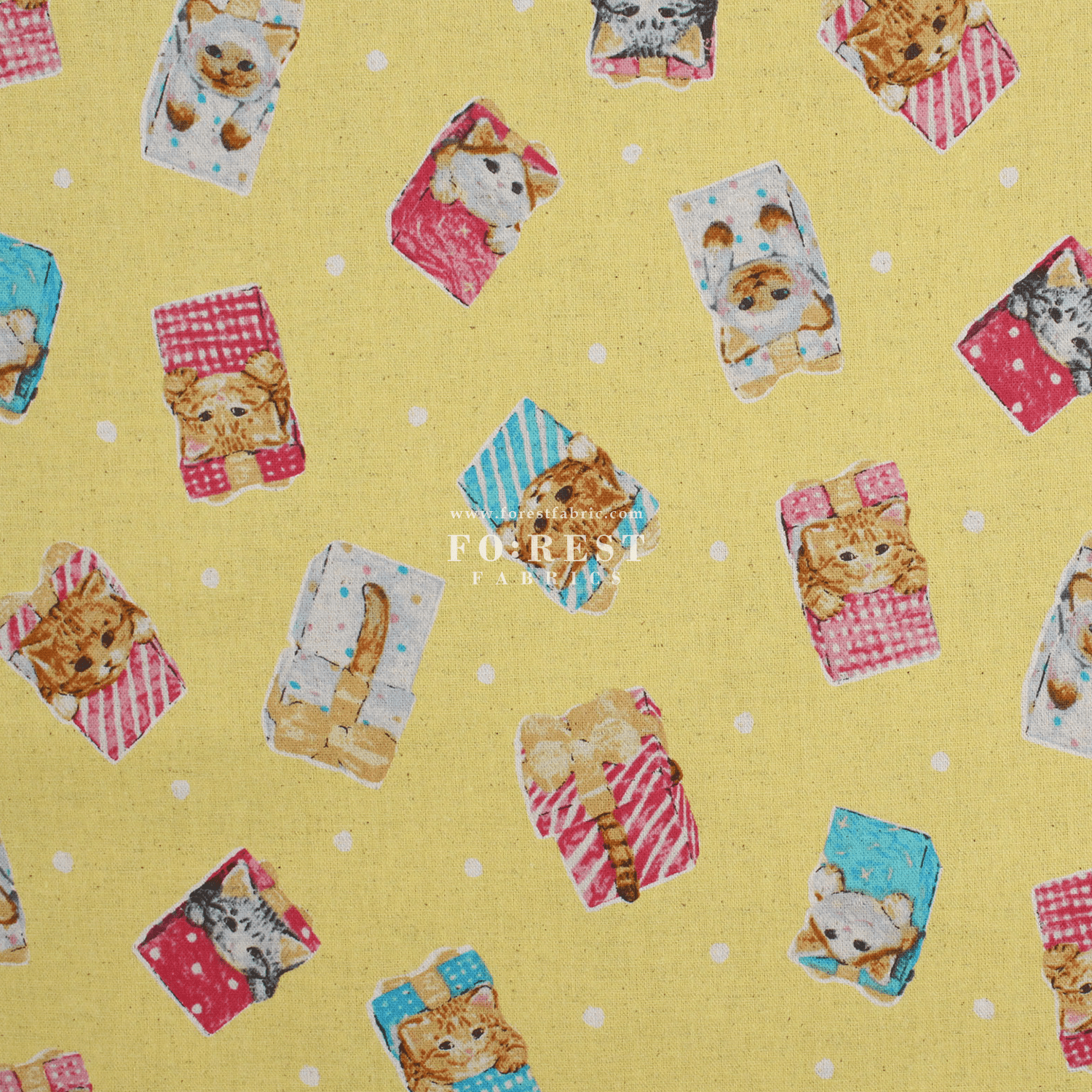 cotton linen - hello from present fabric Yellow - FO:REST Fabric 布恩堂Liberty fabrictana lawnjapanese fabricykk zipper