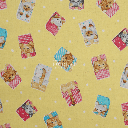 cotton linen - hello from present fabric Yellow - FO:REST Fabric 布恩堂Liberty fabrictana lawnjapanese fabricykk zipper