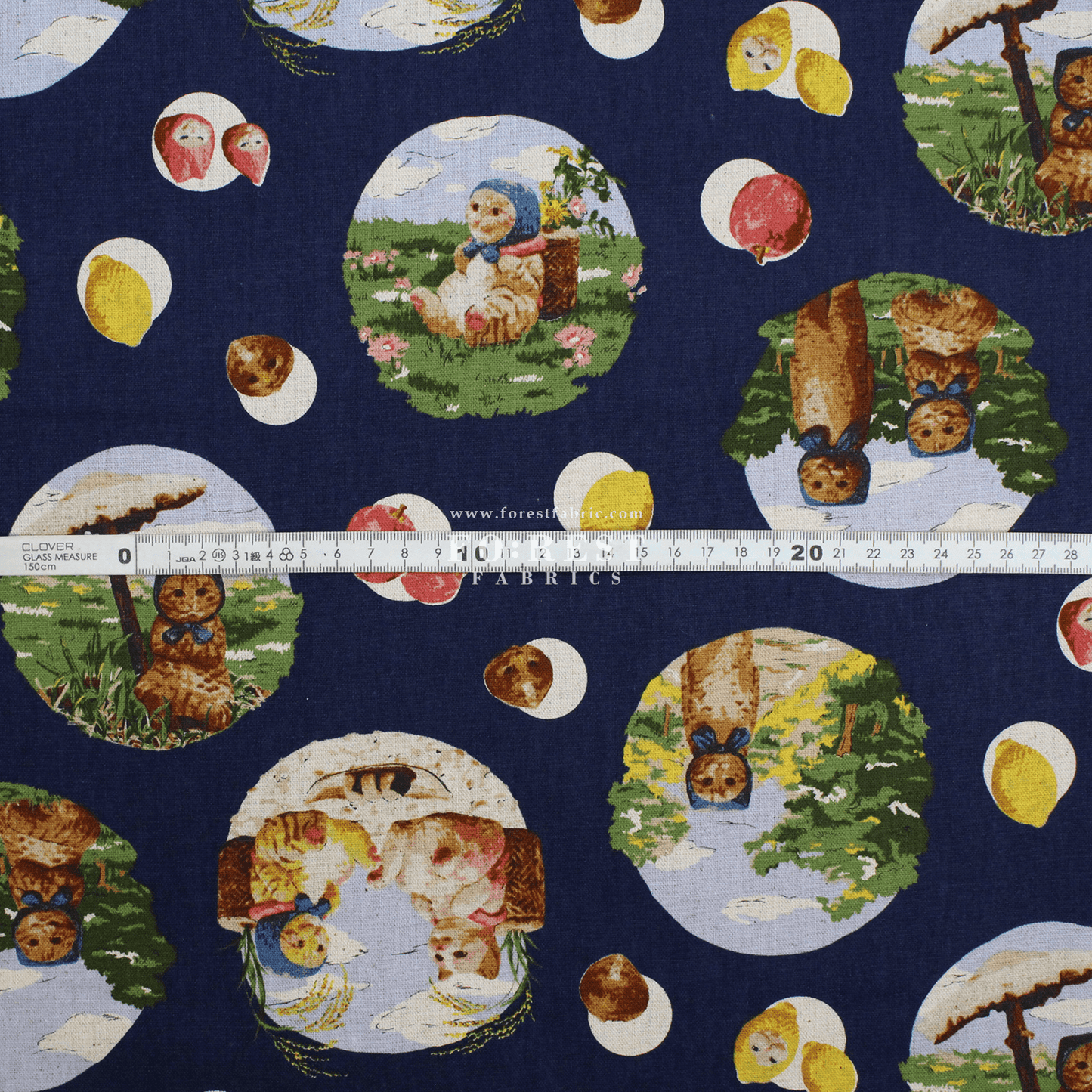 cotton linen - Hokkamuru days fabric Navy - FO:REST Fabric 布恩堂Liberty fabrictana lawnjapanese fabricykk zipper