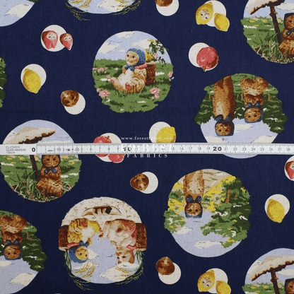 cotton linen - Hokkamuru days fabric Navy - FO:REST Fabric 布恩堂Liberty fabrictana lawnjapanese fabricykk zipper