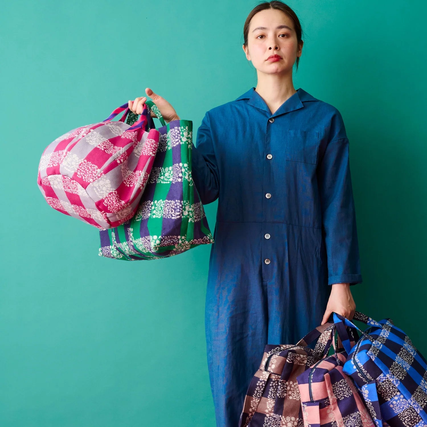 cotton linen - lattice echino fabric A - FO:REST Fabric 布恩堂Liberty fabrictana lawnjapanese fabricykk zipper