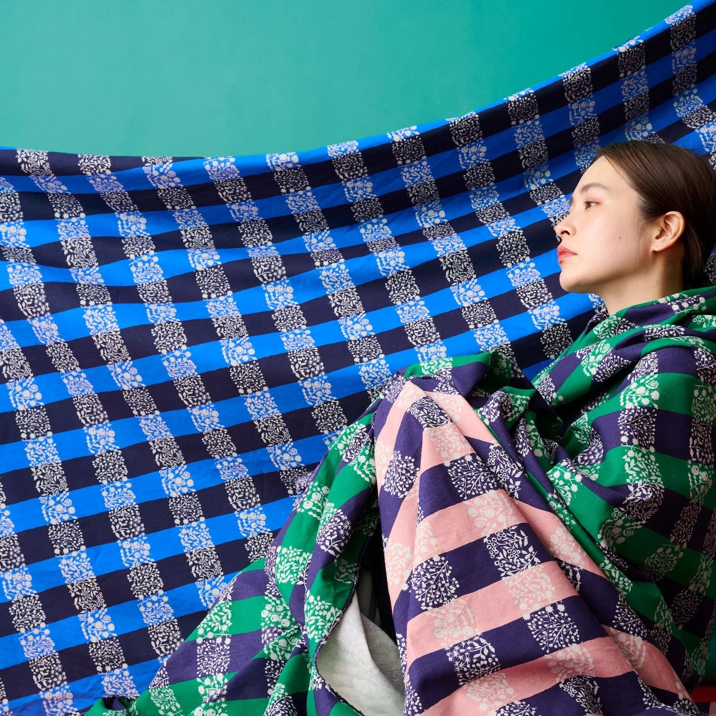 cotton linen - lattice echino fabric C - FO:REST Fabric 布恩堂Liberty fabrictana lawnjapanese fabricykk zipper